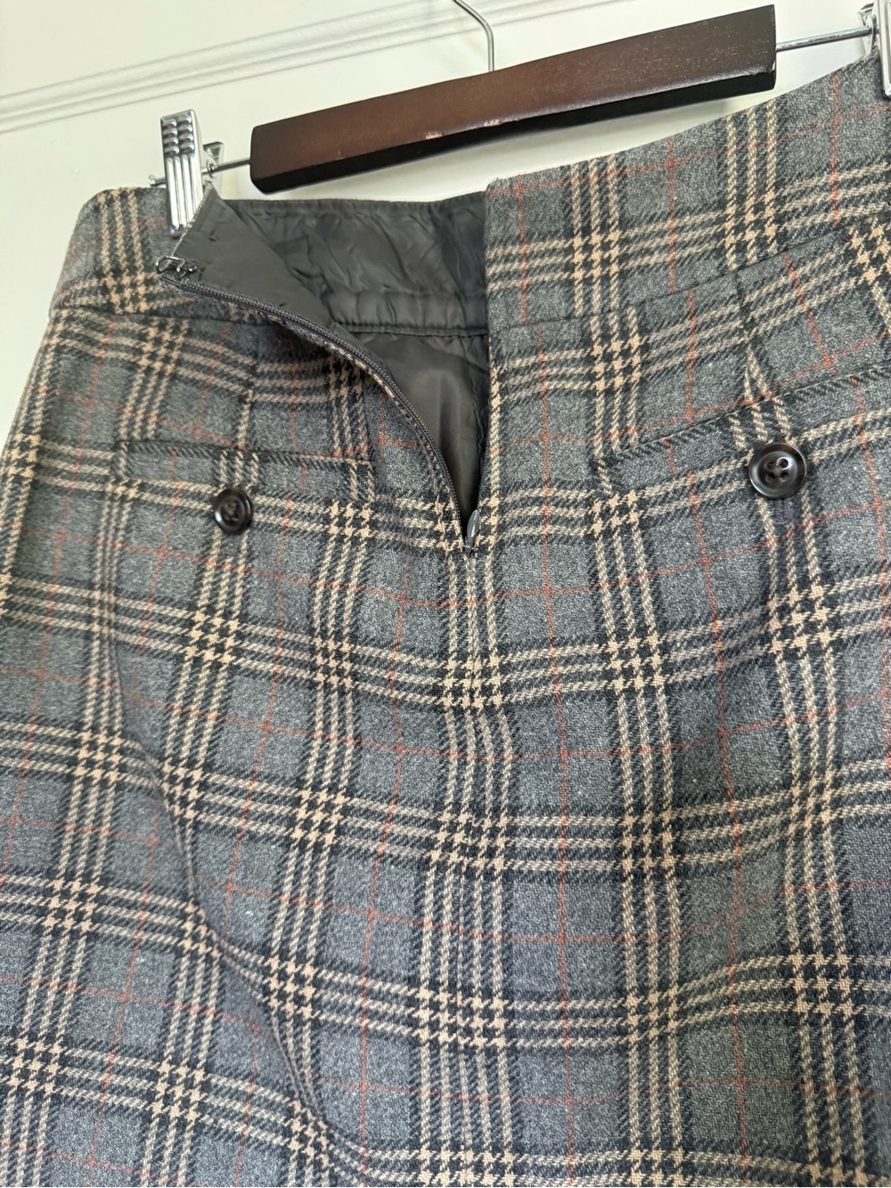 Vintage Y2K GAP Plaid Wool Mini Skirt in Yellow and Gray Dark Academia Sz 2 - Picture 6 of 11